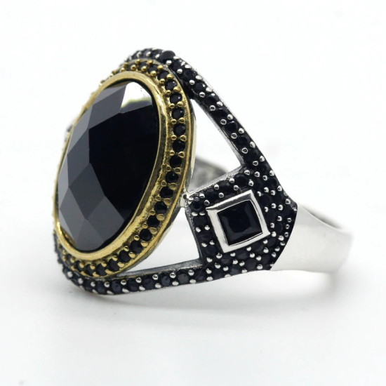 Metalmadman-anillos de plata 925 para hombre, piedra CZ Natural grande con forma de W, anillos de boda/Patry, joyería fina de diseño único de alta calidad - malaquita tienda 36
