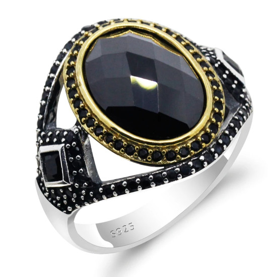 Metalmadman-anillos de plata 925 para hombre, piedra CZ Natural grande con forma de W, anillos de boda/Patry, joyería fina de diseño único de alta calidad - malaquita tienda 36