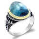 Anillos de plata de ley 925 con piedra azul Natural para hombre, joyería fina, exquisita, para fiesta y boda - malaquita tienda 36