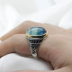 Anillos de plata de ley 925 con piedra azul Natural para hombre, joyería fina, exquisita, para fiesta y boda - malaquita tienda 36