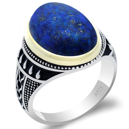 Anillos de plata de ley 925 auténtica para hombres, piedra de lapislázuli Natural, regalo de moda para hombres, anillos exquisitos para fiesta/boda, joyería fina - malaquita tienda 36