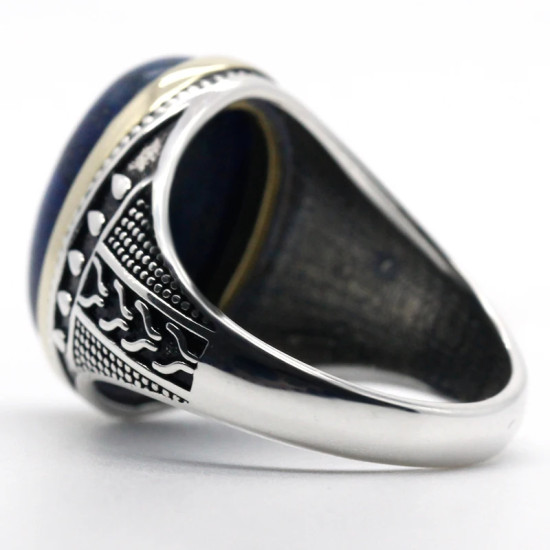 Anillos de plata de ley 925 auténtica para hombres, piedra de lapislázuli Natural, regalo de moda para hombres, anillos exquisitos para fiesta/boda, joyería fina - malaquita tienda 36