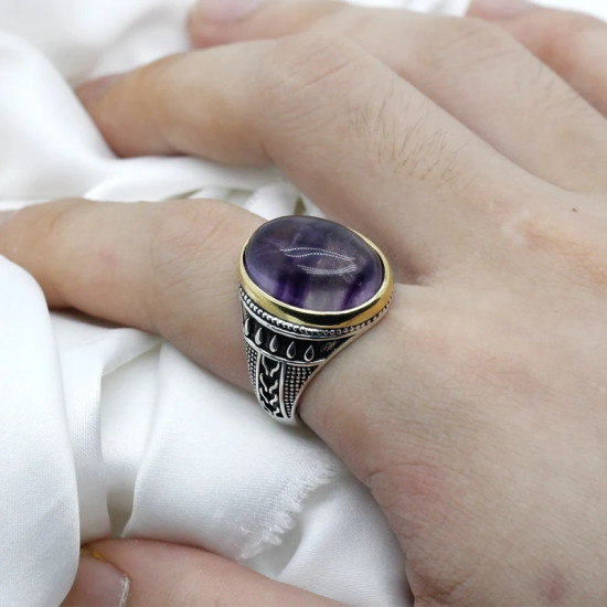 Anillo de plata de primera ley con piedra Natural para hombre, sortija, plata esterlina 925, goteo, niebla, montaña, fiesta, boda, joyería fina - malaquita tienda 36