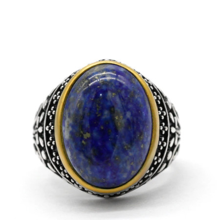 Anillo de plata de ley s925 lapislázuli Natural para hombre, estilo Punk turco Vintage, diseño de gota de agua, conjunto de joyería alta para hombre Anillo de plata de ley s925 lapislázuli Natural para hombre, estilo Punk turco Vintage, diseño de gota de agua, conjunto de joyería alta para hombre