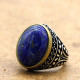 Anillo de plata de ley s925 lapislázuli Natural para hombre, estilo Punk turco Vintage, diseño de gota de agua, conjunto de joyería alta para hombre - malaquita tienda 36