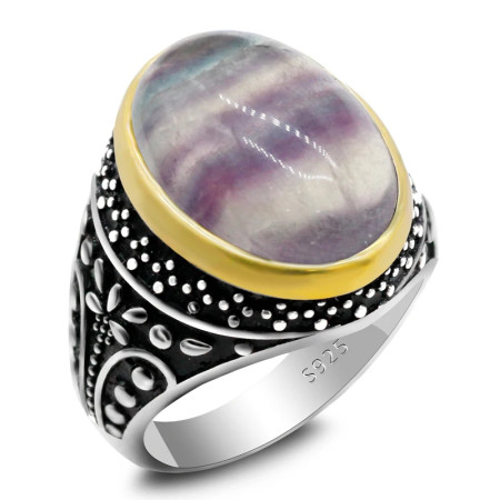 Anillo de plata 925 pura para hombre y mujer, conjunto de joyería Vintage con forma de nube de fluorita Natural púrpura, regalo de boda/fiesta Anillo de plata 925 pura para hombre y mujer, conjunto de joyería Vintage con forma de nube de fluorita Natural púrpura, regalo de boda/fiesta