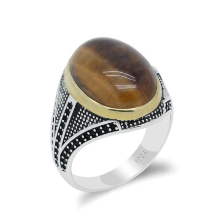 Anillos de plata 925 pura para hombre, con piedras preciosas naturales, Ojo de Tigre, garra de piedra, estilo Punk exquisito y único, hecho a mano