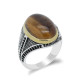 Anillos de plata 925 pura para hombre, con piedras preciosas naturales, Ojo de Tigre, garra de piedra, estilo Punk exquisito y único, hecho a mano - malaquita tienda 36