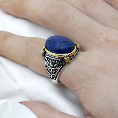 Anillos de plata 925 auténtica para hombre, joyería de boda a la moda, piedra lapislázuli Natural azul Anillos de plata 925 auténtica para hombre, joyería de boda a la moda, piedra lapislázuli Natural azul