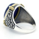 Anillos de plata 925 auténtica para hombre, joyería de boda a la moda, piedra lapislázuli Natural azul - malaquita tienda 36