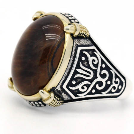 Anillo de plata 925 para hombre, con ojos de tigre naturales, estilo Retro Vintage, joyería de boda Anillo de plata 925 para hombre, con ojos de tigre naturales, estilo Retro Vintage, joyería de boda