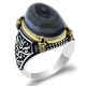 Anillo de plata 925 auténtica para hombre, piedra de ágata Natural, estilo Retro Punk, Vintage, garra, joyería de la suerte para boda/Fiesta, joyería fina - malaquita tienda 36