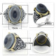 Anillo de plata 925 auténtica para hombre, piedra de ágata Natural, estilo Retro Punk, Vintage, garra, joyería de la suerte para boda/Fiesta, joyería fina - malaquita tienda 36
