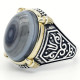 Anillo de plata 925 auténtica para hombre, piedra de ágata Natural, estilo Retro Punk, Vintage, garra, joyería de la suerte para boda/Fiesta, joyería fina - malaquita tienda 36