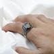 Anillos de plata de ley 925 para hombre, piedra de ágata Natural, anillo de estilo Punk Retro para hombre, joyería de fiesta, joyería fina hecha a mano - malaquita tienda 36