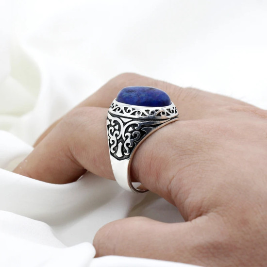 Anillos de plata de ley 925 auténtica, piedra de lapislázuli Natural, Escudo de garra de caballito de mar, anillo exquisito para boda/Fiesta, joyería fina artesanal - malaquita tienda 36