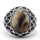 Anillos de ónix Natural para hombre, de Plata de Ley 925, piedra de ágata oceánica Natural, estilo Punk, conjunto de anillos de joyería turca para mujer - malaquita tienda 36