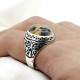 Anillo de piedra de ágata Natural, anillo de plata 925 auténtica para hombre, Animal, mariposa, estilo Punk, joyería turca, anillo de sello, regalo de joyería - malaquita tienda 36