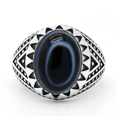 Anillo de plata 925 para hombre, piedra de ágata Natural, estilo Punk Retro, joyería turca, anillo de la suerte hecho a mano, regalo de joyería fina Anillo de plata 925 para hombre, piedra de ágata Natural, estilo Punk Retro, joyería turca, anillo de la suerte hecho a mano, regalo de joyería fina