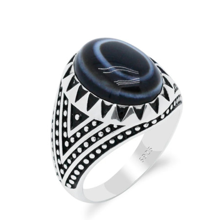 Anillo de plata 925 para hombre, piedra de ágata Natural, estilo Punk Retro, joyería turca, anillo de la suerte hecho a mano, regalo de joyería fina Anillo de plata 925 para hombre, piedra de ágata Natural, estilo Punk Retro, joyería turca, anillo de la suerte hecho a mano, regalo de joyería fina