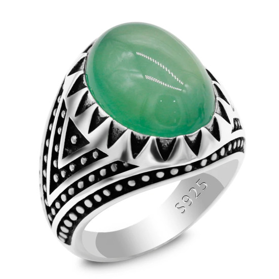Anillos de plata de ley 925 para hombre, conjunto de anillos de pavo de piedra de ónix verde Natural, estilo Punk, joyería de boda de moda 2022, anillo para mujer - malaquita tienda 36