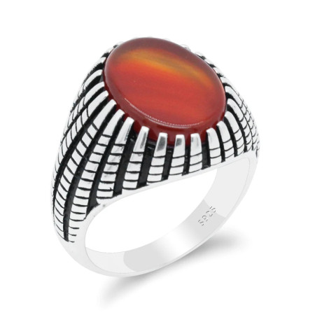 Anillo de piedra de ágata Natural para hombre, de Plata de Ley 925, estilo Retro Vintage, Plata tailandesa, joyería de boda turca, joyería fina Anillo de piedra de ágata Natural para hombre, de Plata de Ley 925, estilo Retro Vintage, Plata tailandesa, joyería de boda turca, joyería fina