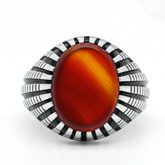Anillo de piedra de ágata Natural para hombre, de Plata de Ley 925, estilo Retro Vintage, Plata tailandesa, joyería de boda turca, joyería fina - malaquita tienda 36