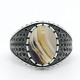 Anillo de piedra Natural auténtica para hombre, de Plata de Ley 925 pura con piedra de ágata, engranaje de plata tailandesa, piedra CZ, joyería de fiesta turca - malaquita tienda 36