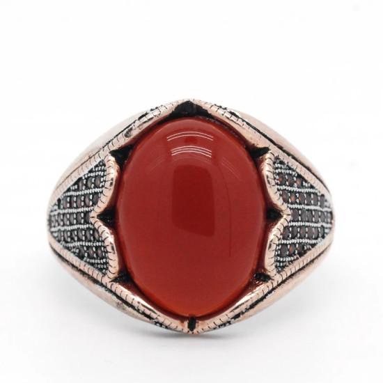 Anillo Vintage de piedra de ágata Natural para hombre, de Plata de Ley 925 con piedra de ágata, anillo de piedras preciosas naturales Aqeeq, regalo de joyería hermosa - malaquita tienda 36