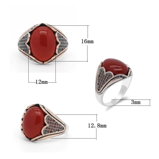 Anillo Vintage de piedra de ágata Natural para hombre, de Plata de Ley 925 con piedra de ágata, anillo de piedras preciosas naturales Aqeeq, regalo de joyería hermosa - malaquita tienda 36