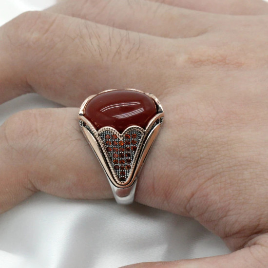 Anillo Vintage de piedra de ágata Natural para hombre, de Plata de Ley 925 con piedra de ágata, anillo de piedras preciosas naturales Aqeeq, regalo de joyería hermosa - malaquita tienda 36