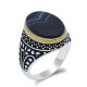 Anillo de Plata de Ley 925 con piedra de ágata negra Natural, joyería de fiesta de boda, Estilo Vintage, Plata tailandesa - malaquita tienda 36