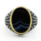 Anillo de Plata de Ley 925 con piedra de ágata negra Natural, joyería de fiesta de boda, Estilo Vintage, Plata tailandesa - malaquita tienda 36