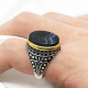 Anillo de Plata de Ley 925 con piedra de ágata negra Natural, joyería de fiesta de boda, Estilo Vintage, Plata tailandesa - malaquita tienda 36