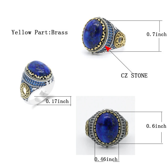 Anillo de Plata de Ley 925 con piedra lapislázuli Natural para hombre, sortija de energía de la suerte, joyería turca hecha a mano, regalo exquisito - malaquita tienda 36